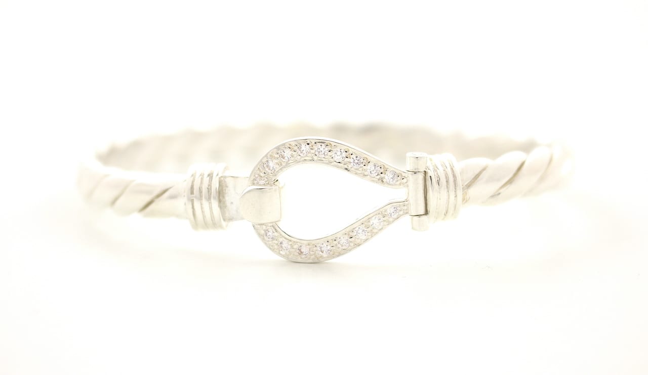 Ladies 4mm Silver Hook Bangle - Smiths Jewellers