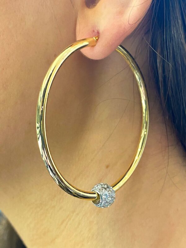 9ct Gold 54mm Hoop Earrings With Silver Balls - Smiths Jewellers